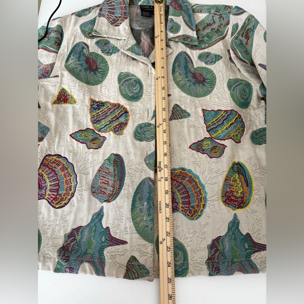 DANIEL K JACQUARD SHELL PRINT FRONT BUTTON  TWO POCKETS MULTICOLOR JACKET SZ M - Picture 9 of 9